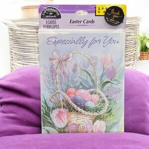 Sealed 8-Pack Vintage Easter Hallmark Cards Basket Colorful Eggs Spring Flowers